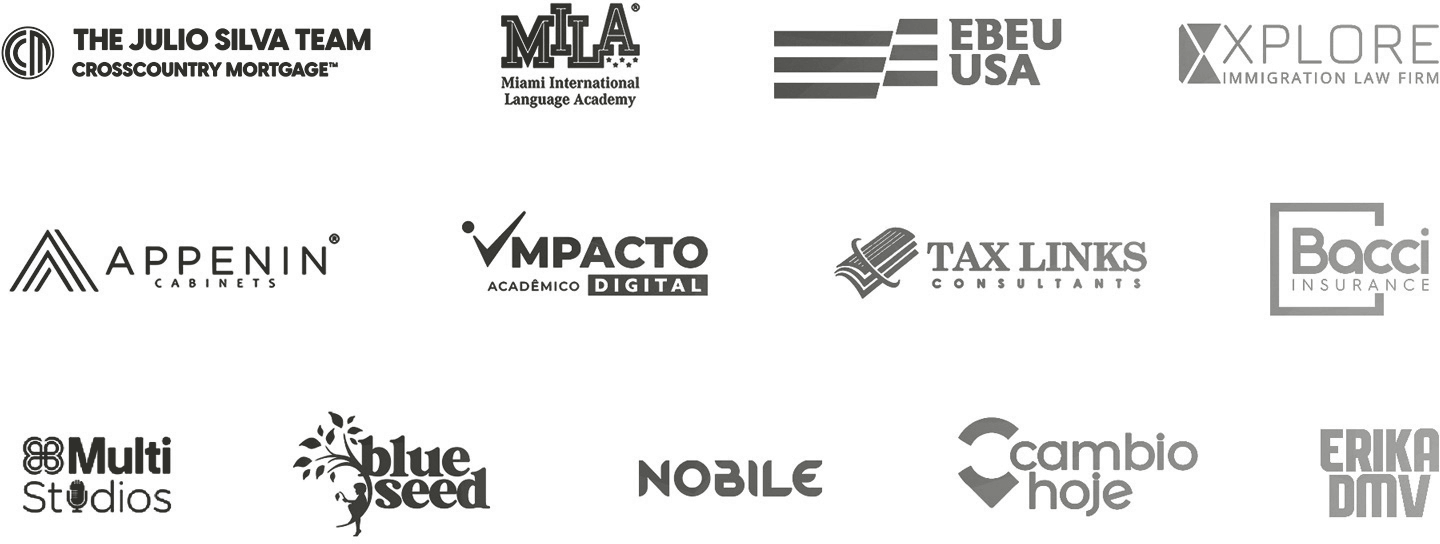 Aliados: The Julio Silva Team, MILA, EBEU USA, Xplore, Appenin, Impacto, Tax Links, Bacci, Multi Stúdios, Blue Seed, Nobile, Câmbio Hoje y Erika DMV