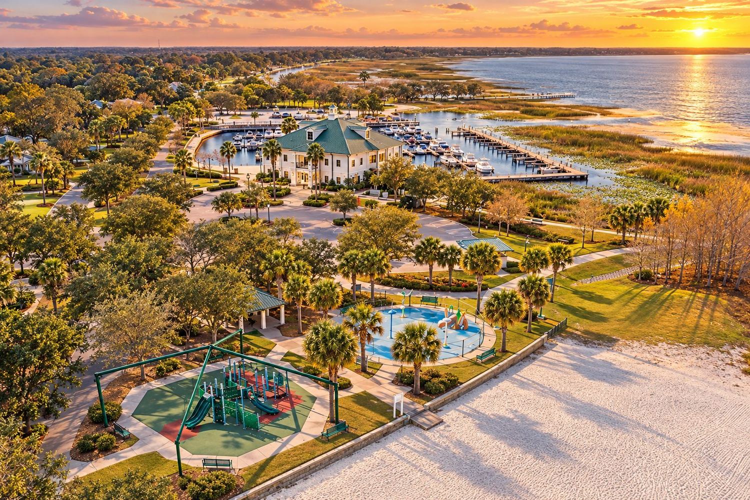 O Lakefront Park, à beira do lago Tohopekaliga
