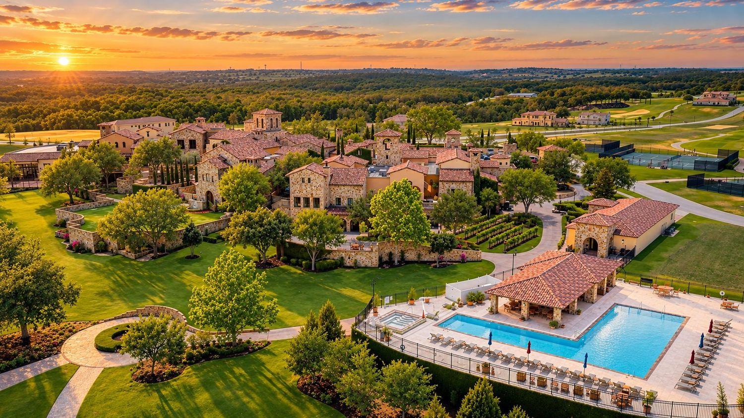 A piscina e o clube de Bella Collina