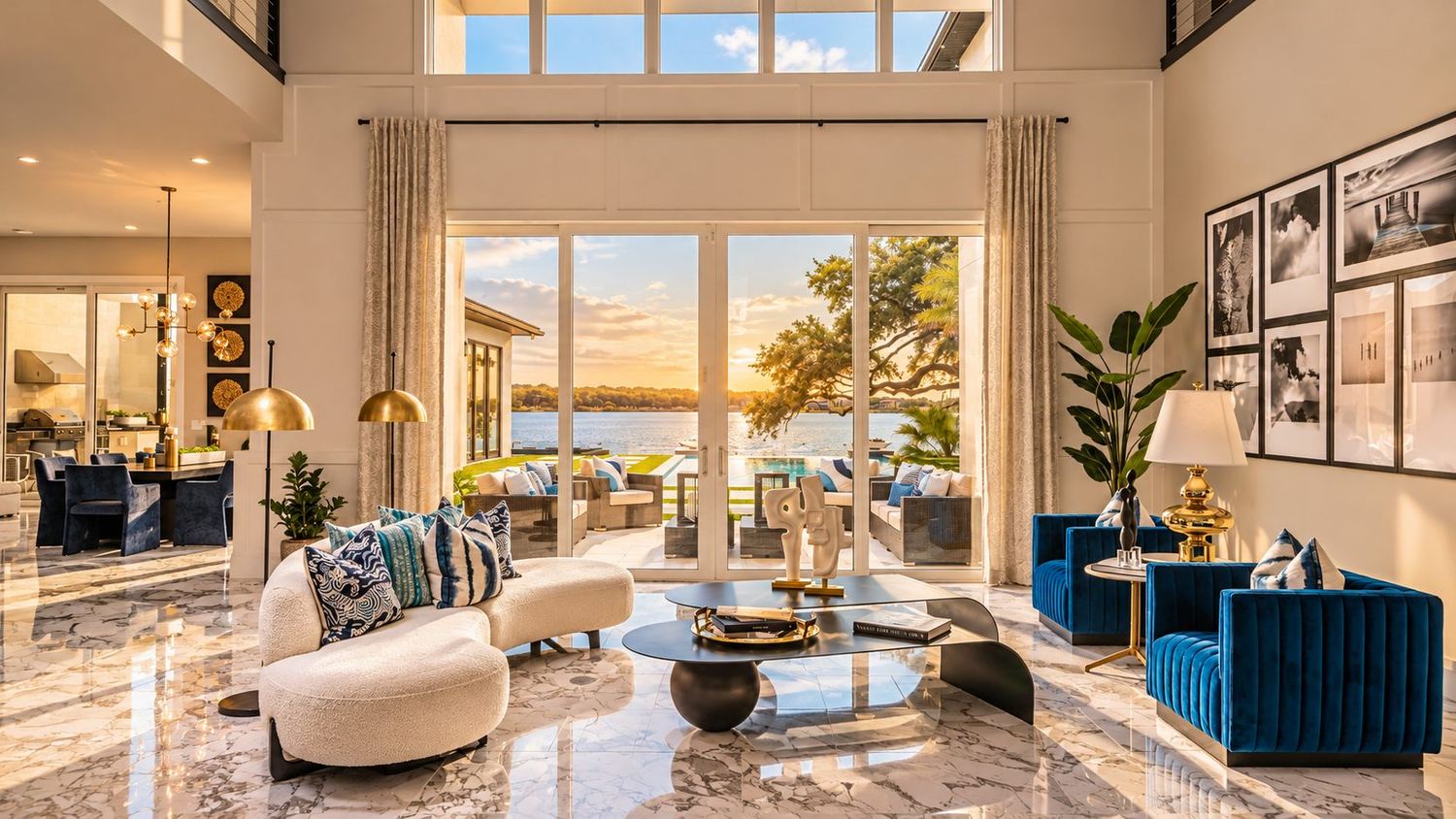 Sala com vista do lago