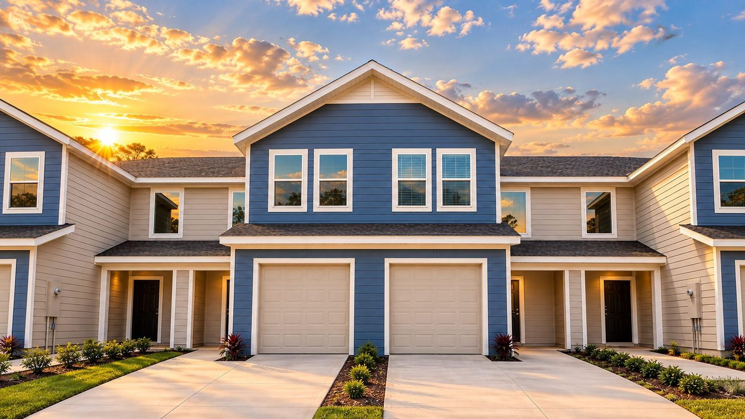 Townhomes da Ascent Collection ao entardecer