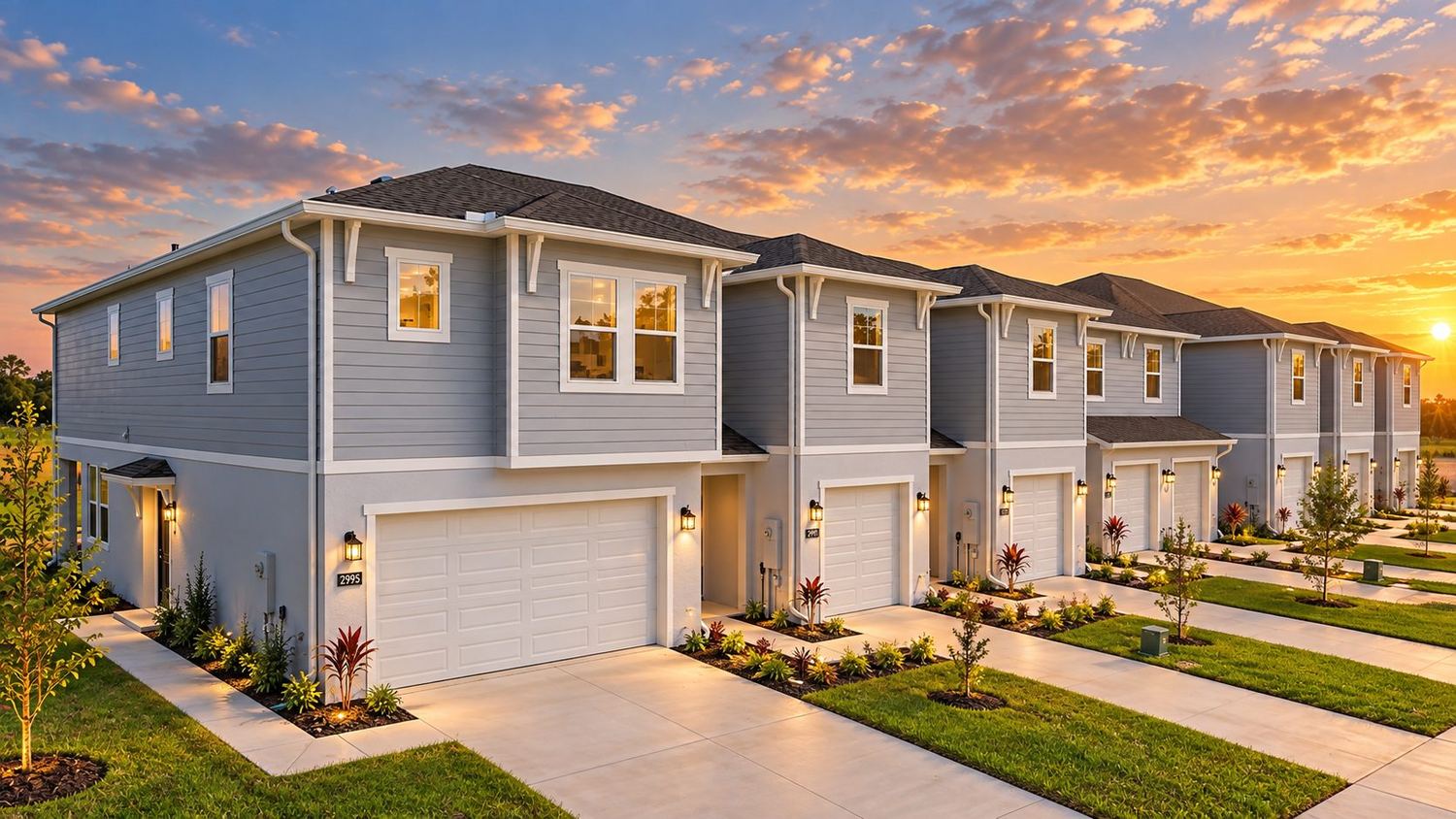 Townhomes da Overlook ao entardecer