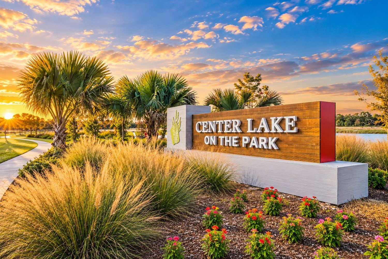 A entrada do Center Lake on the Park