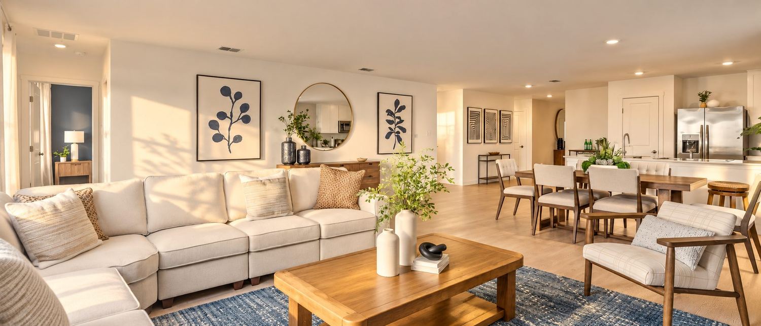 Sala de estar de uma casa-modelo da Lennar