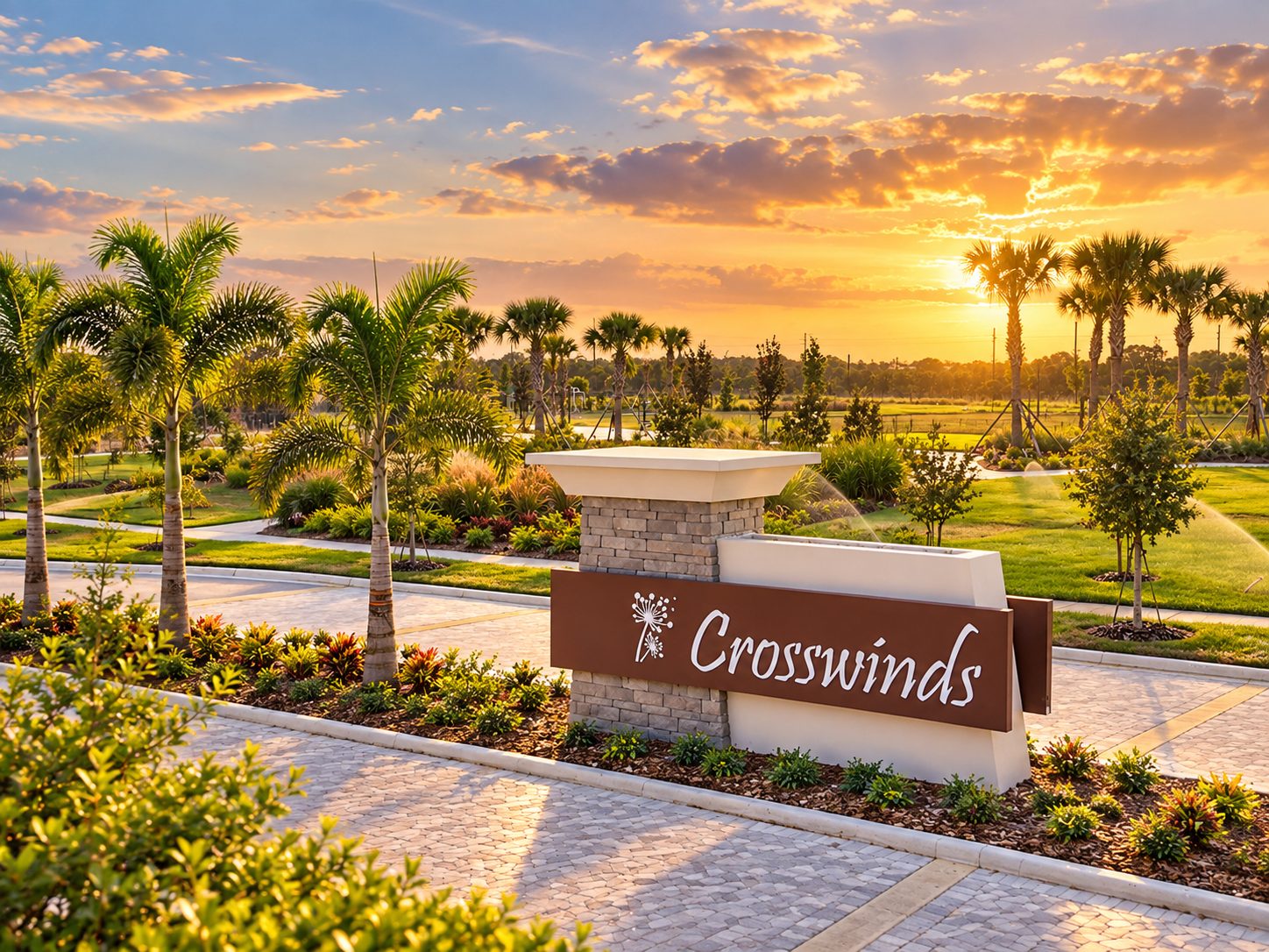 A entrada do Crosswinds ao entardecer