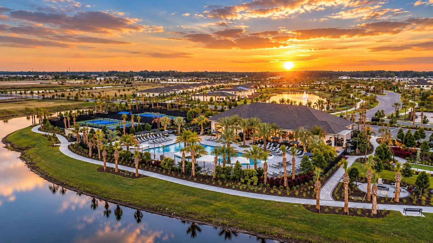 O clube do Esplanade at Center Lake Ranch visto do alto