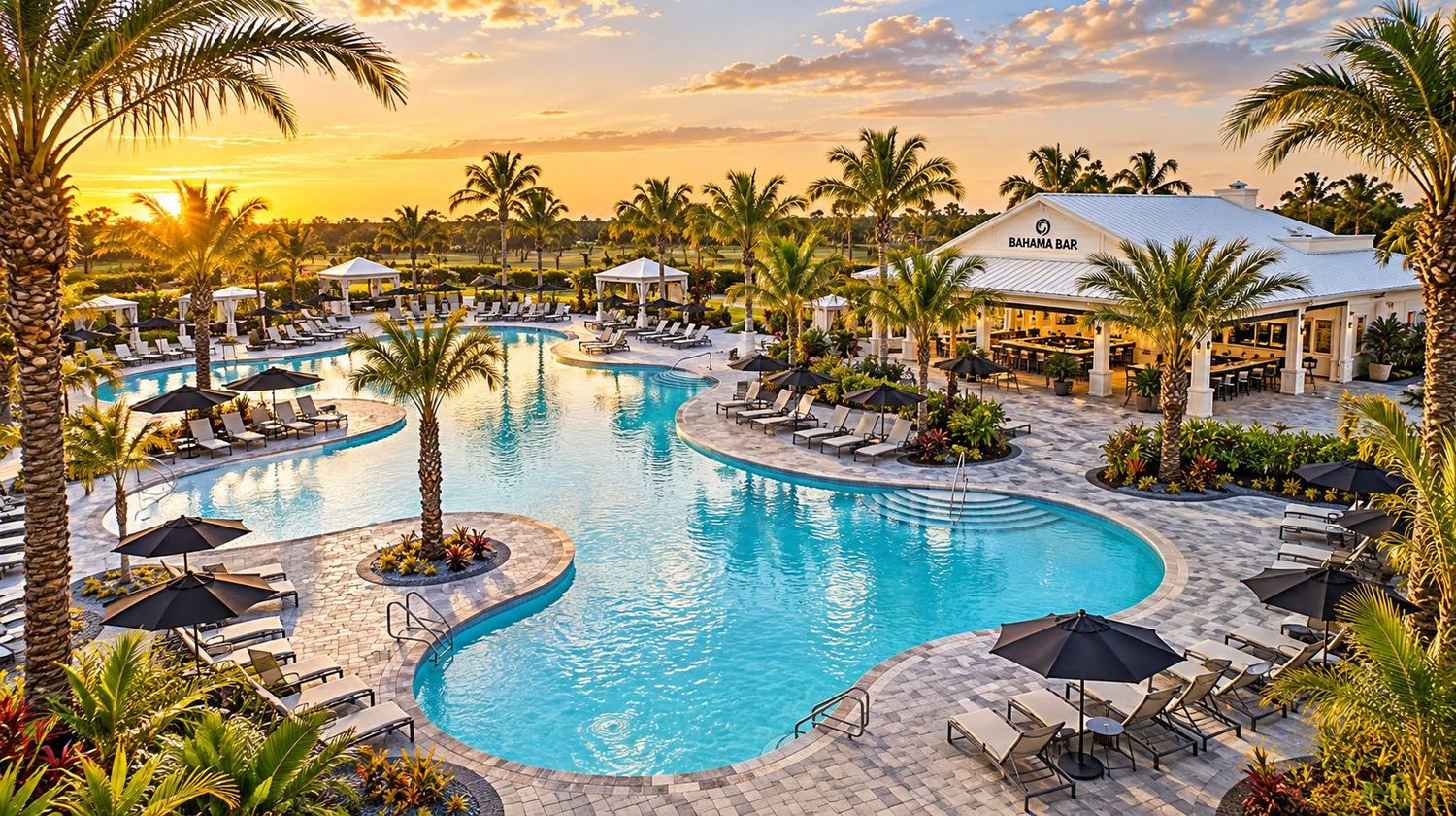 A piscina e o clube do Esplanade at McKinnon Groves