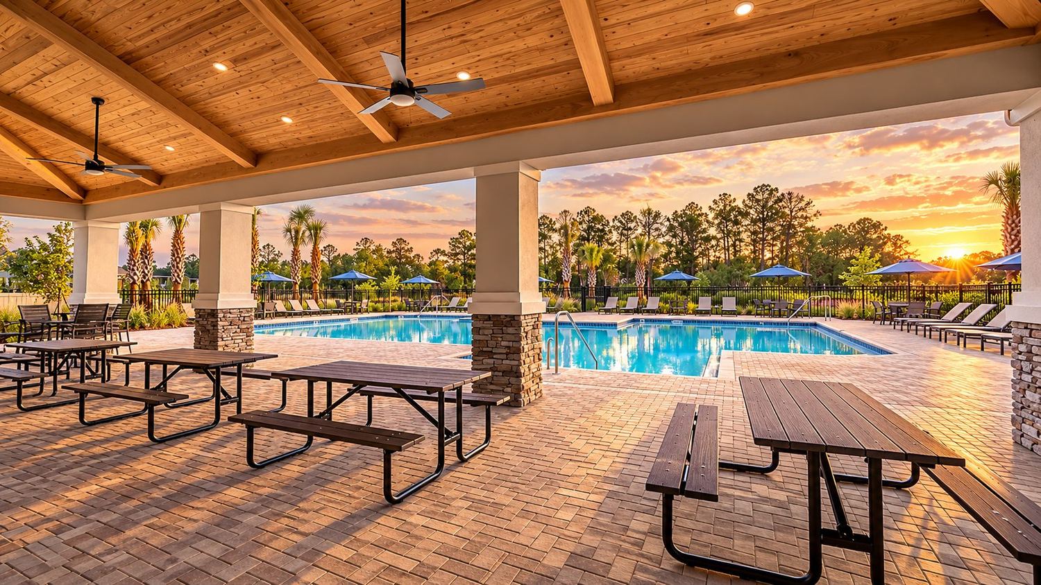 A cabana ao lado da piscina