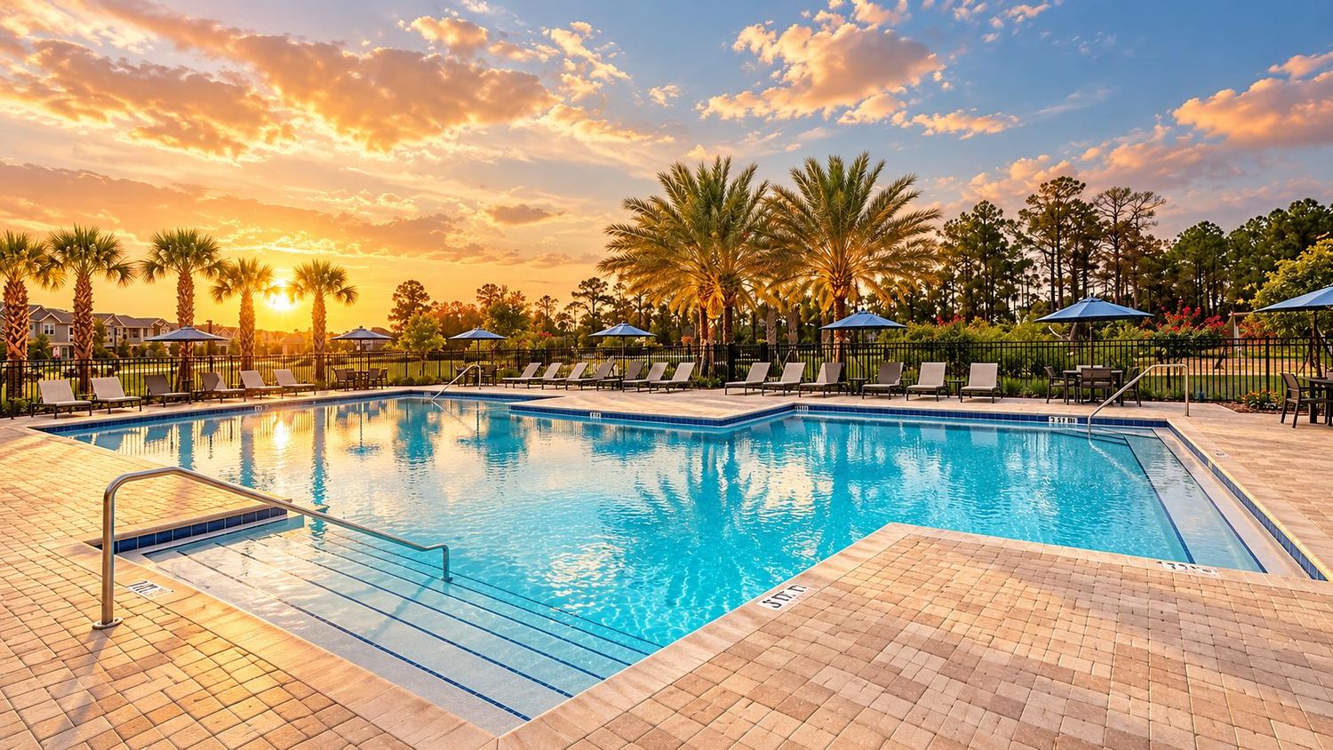 Piscina ao entardecer