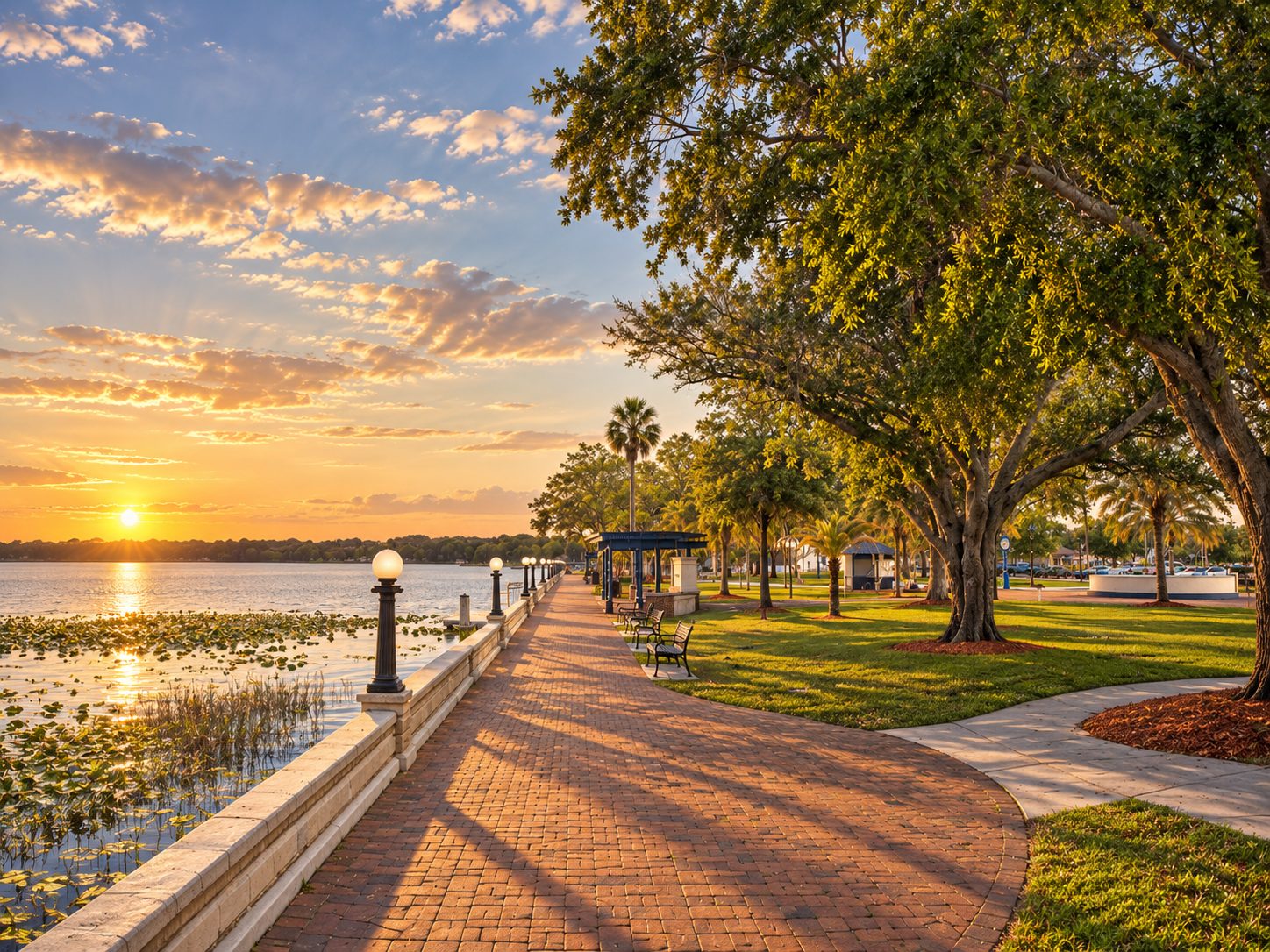 Calçadão à beira do lago Minneola