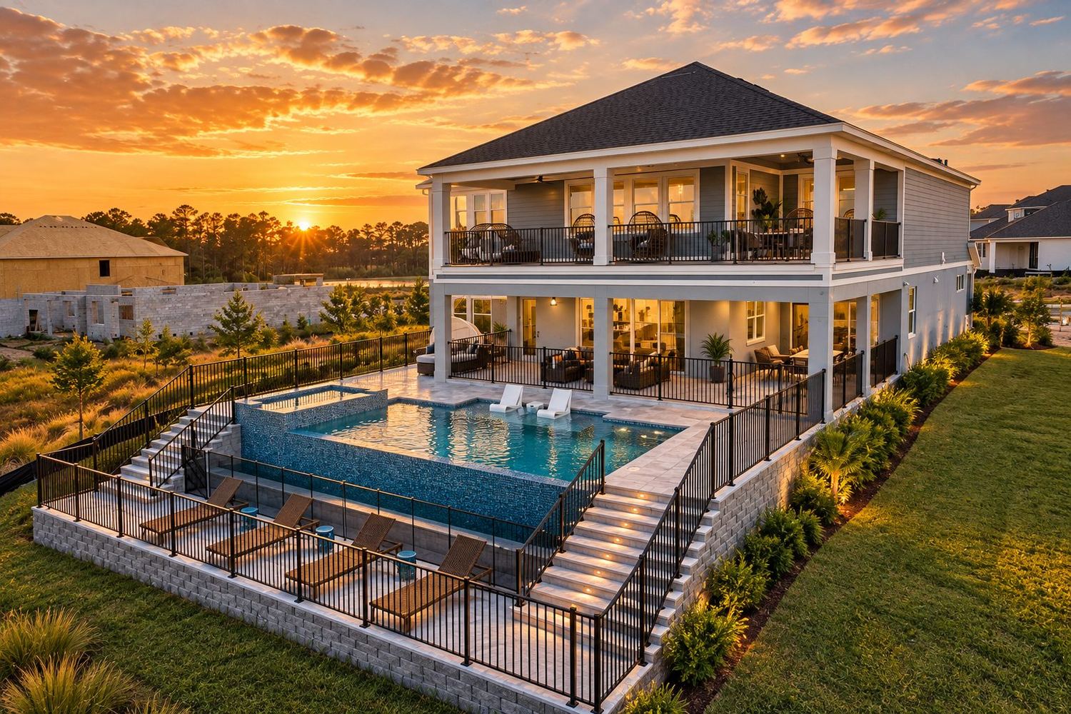 Casa com piscina e vista para o lago