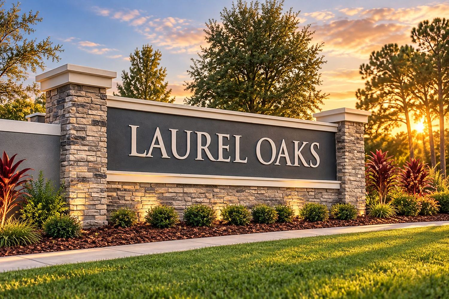 A entrada do Laurel Oaks