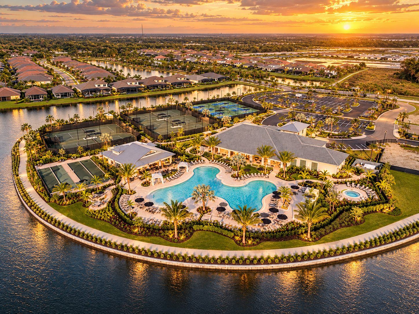 O clube do Lennar at Esplanade visto do alto