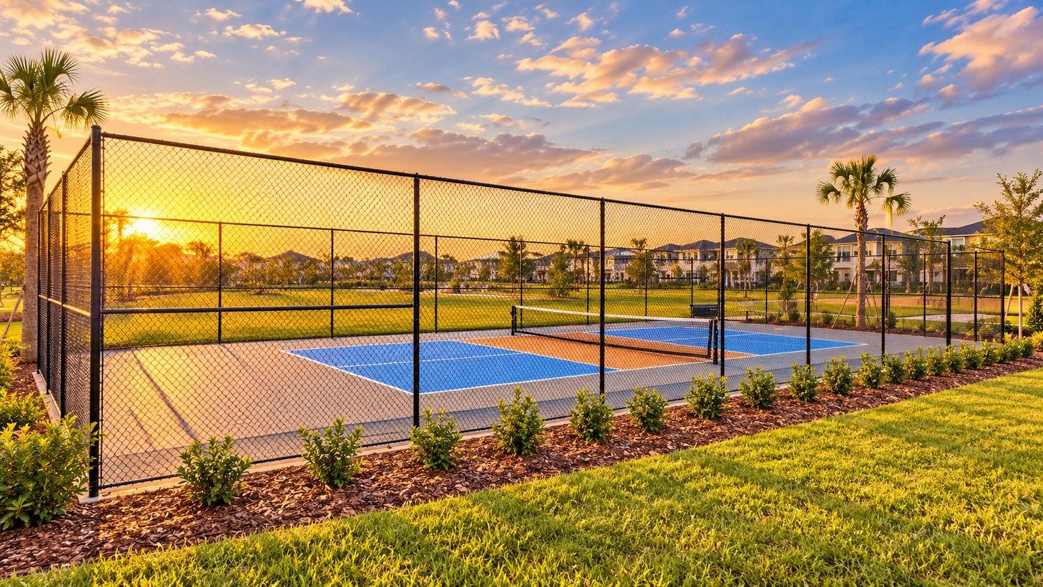 Pickleball entre os jardins