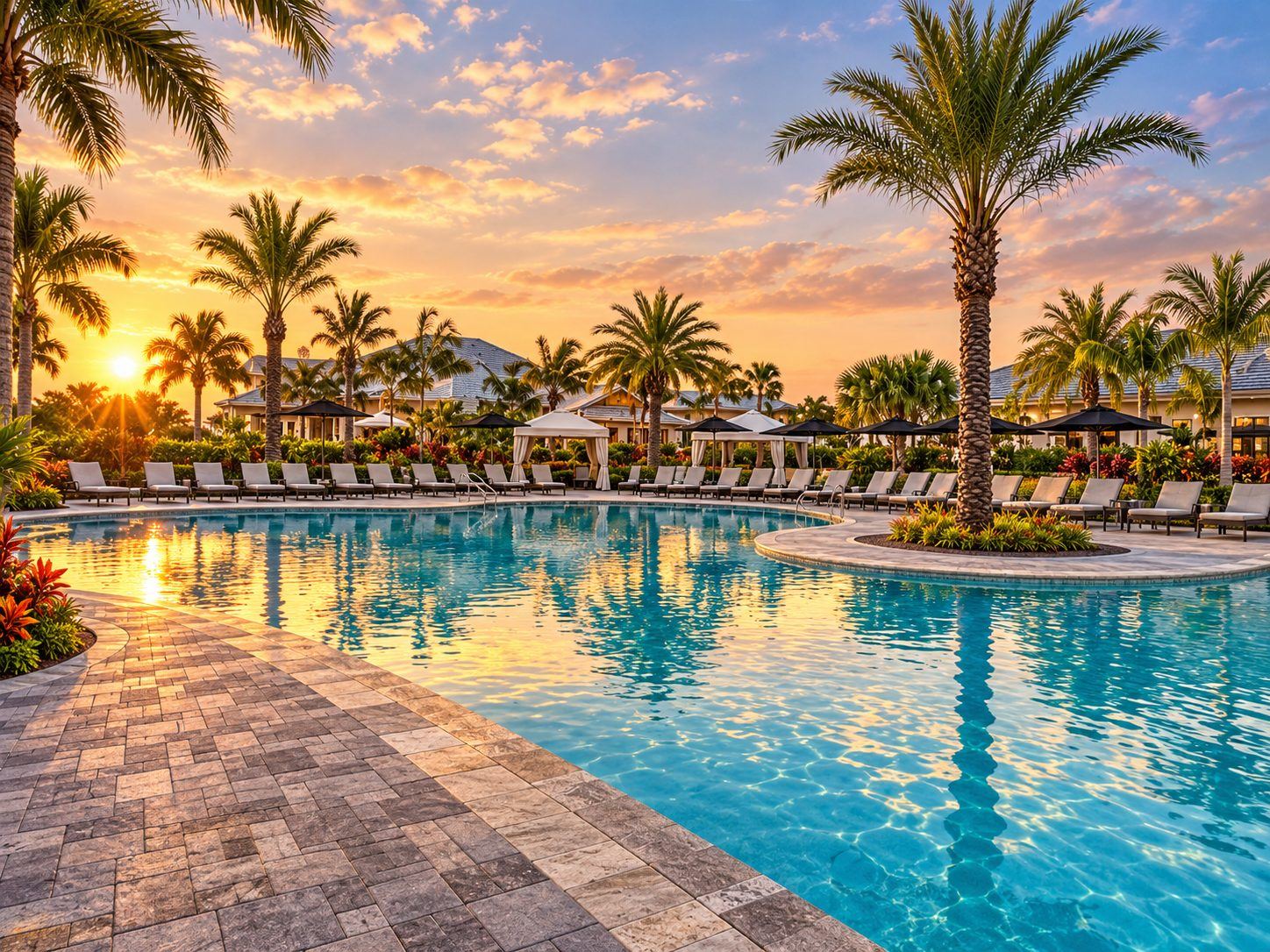 A piscina ao entardecer