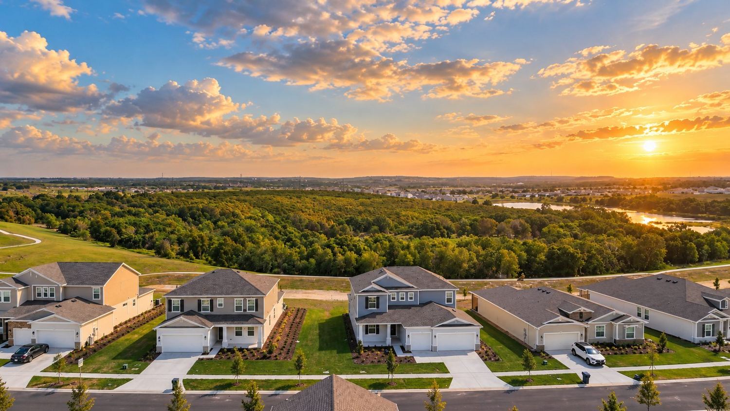 As casas do Meadow Pointe vistas do alto