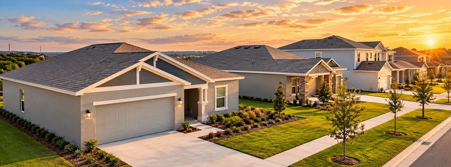 Ruas e casas do Meadow Pointe