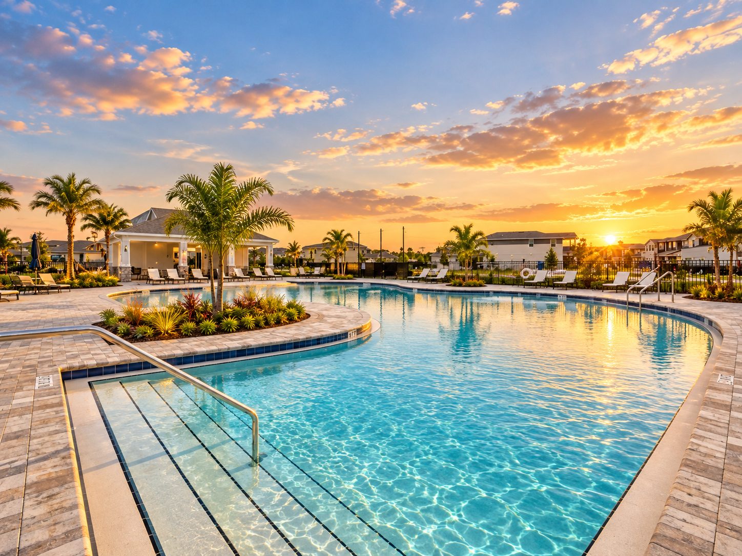A piscina ao entardecer