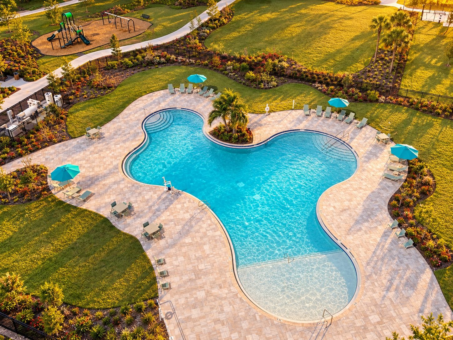 A piscina do The Reserve at Hammock Oaks vista do alto