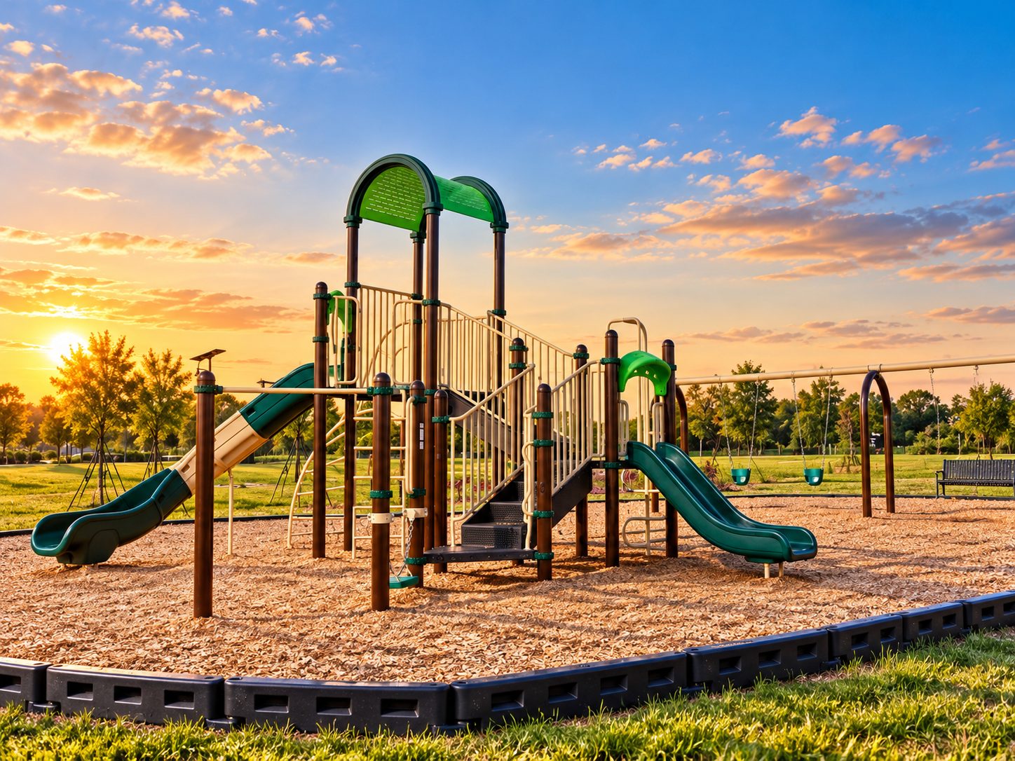 O playground ao pôr do sol