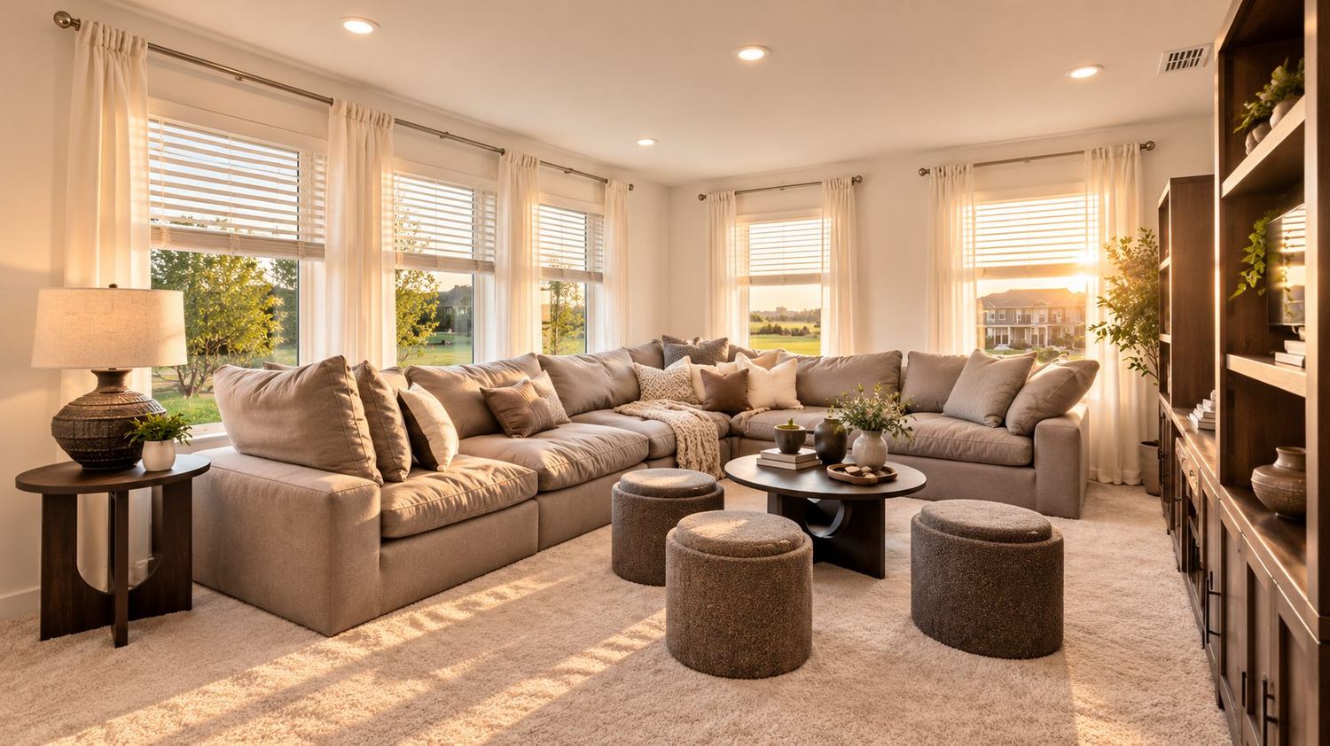 Sala de estar de uma casa-modelo da Lennar