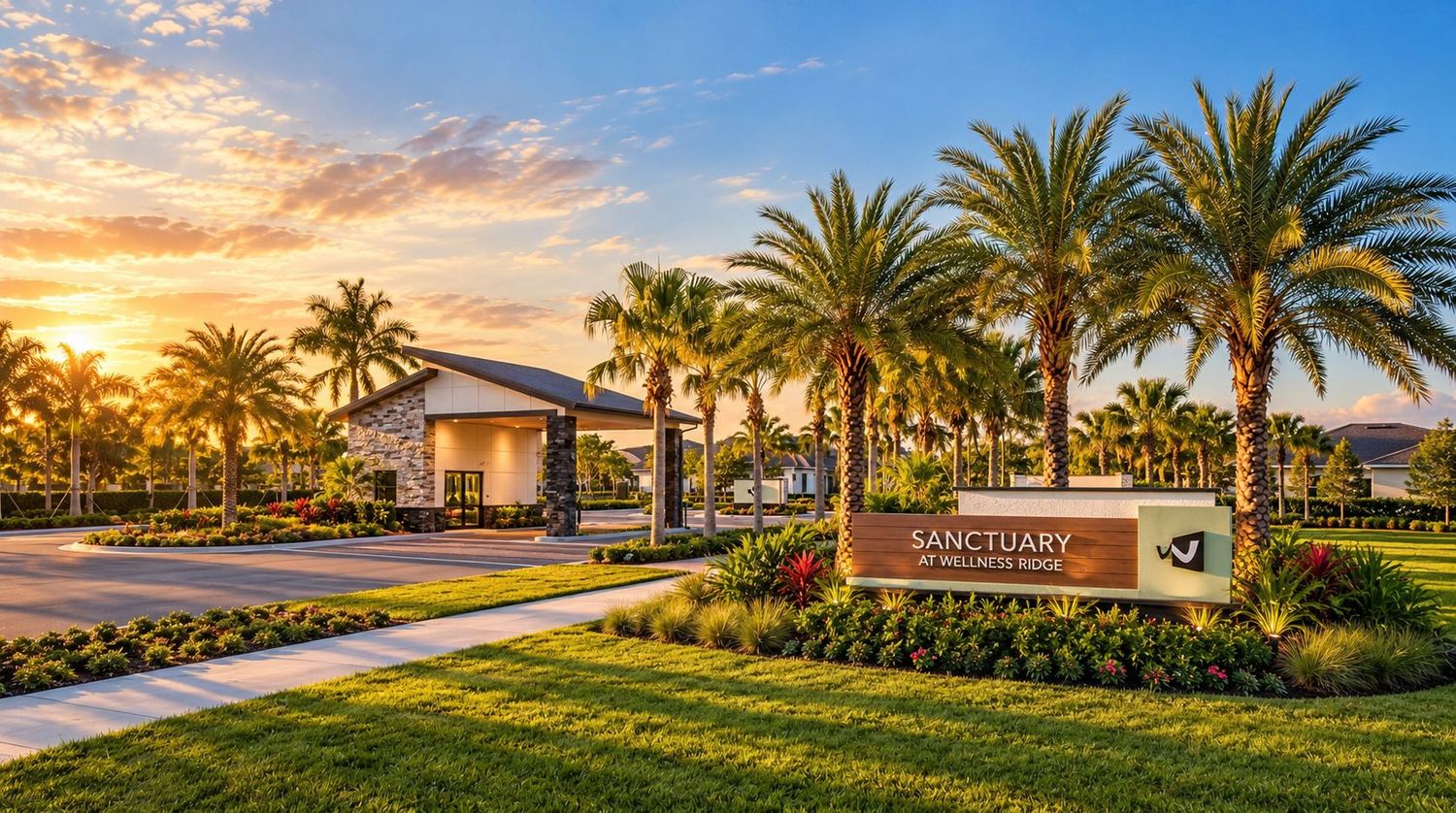A entrada do Sanctuary at Wellness Ridge