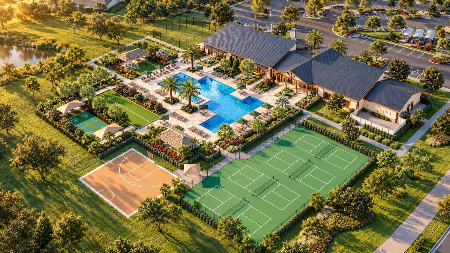 Basquete e pickleball ao lado do clube