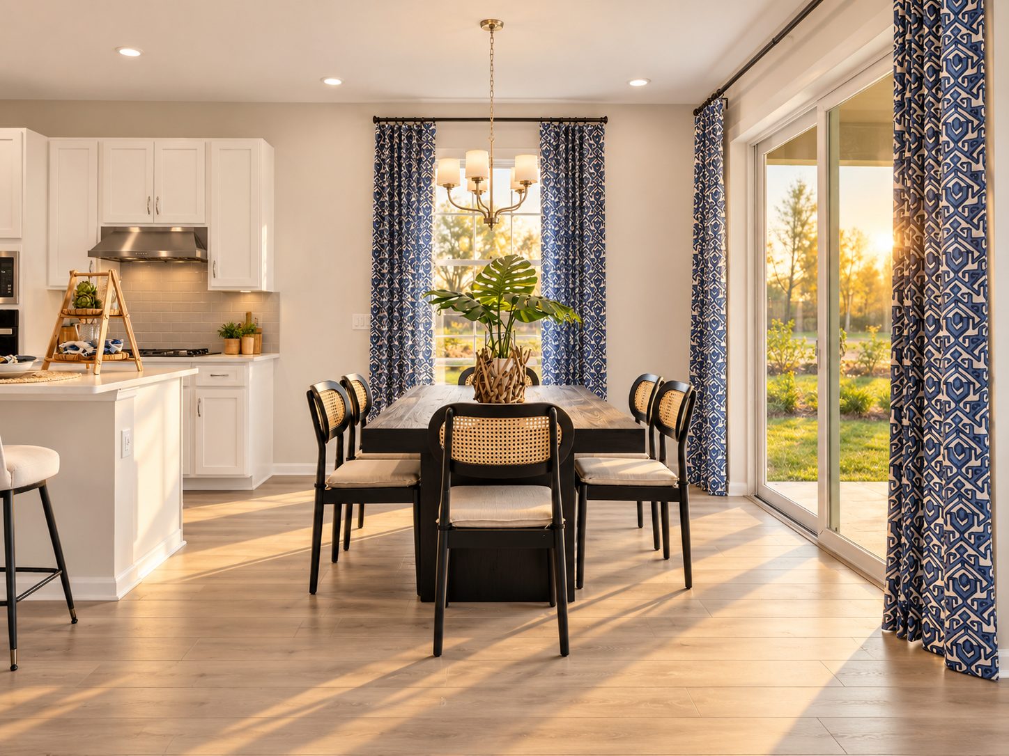 Sala de jantar com porta para o quintal