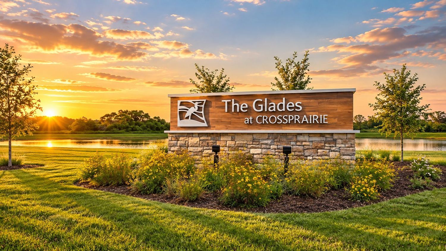 A entrada do The Glades at Crossprairie