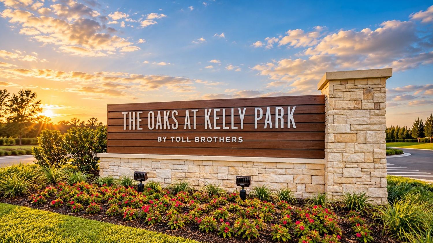 O letreiro do The Oaks at Kelly Park