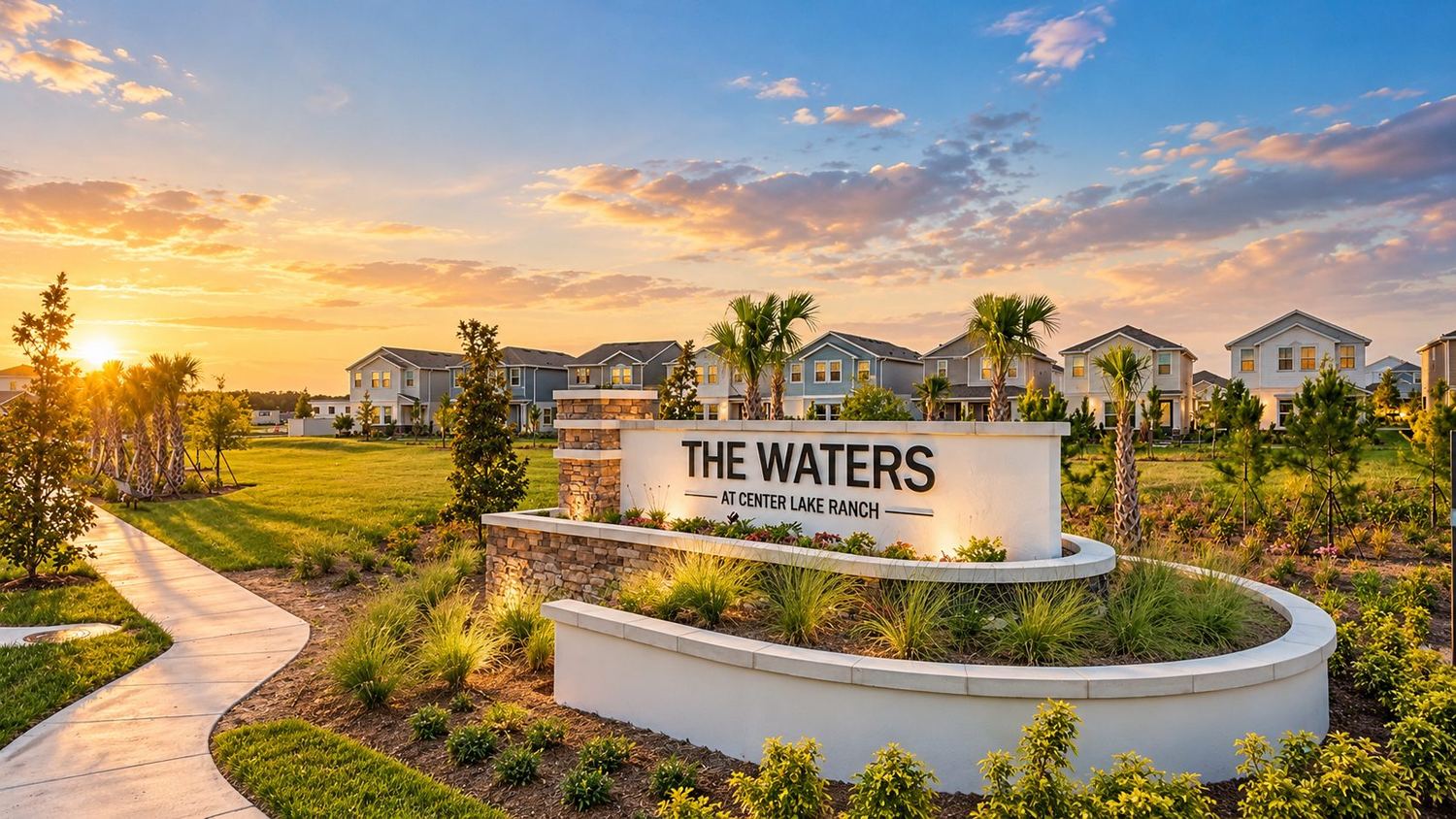 A entrada do The Waters at Center Lake Ranch