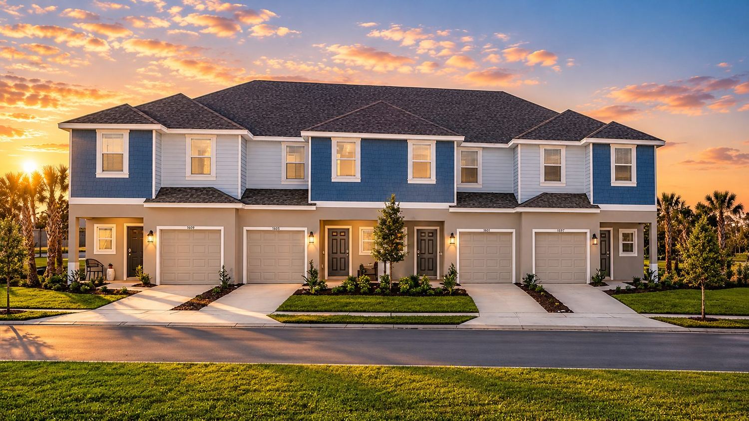 Townhomes ao entardecer