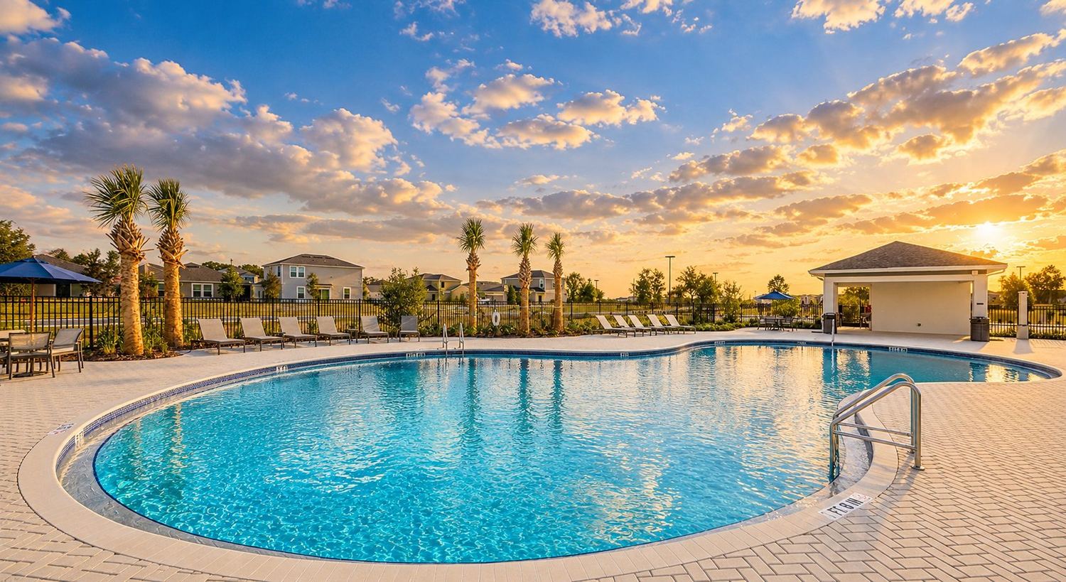 A piscina e a cabana do Waterstone