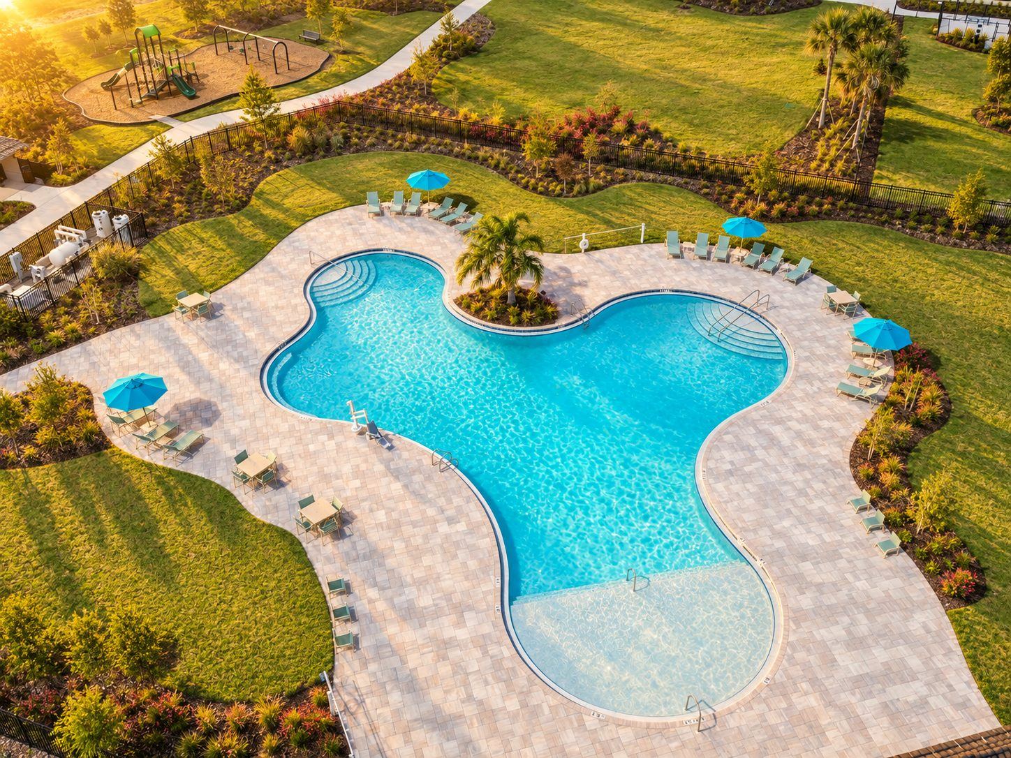 A piscina vista do alto